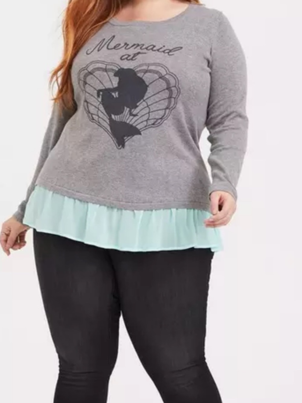 Torrid Disney the Little Mermaid Ariel Aqua Trim 2fer Sweater 14/16 1X